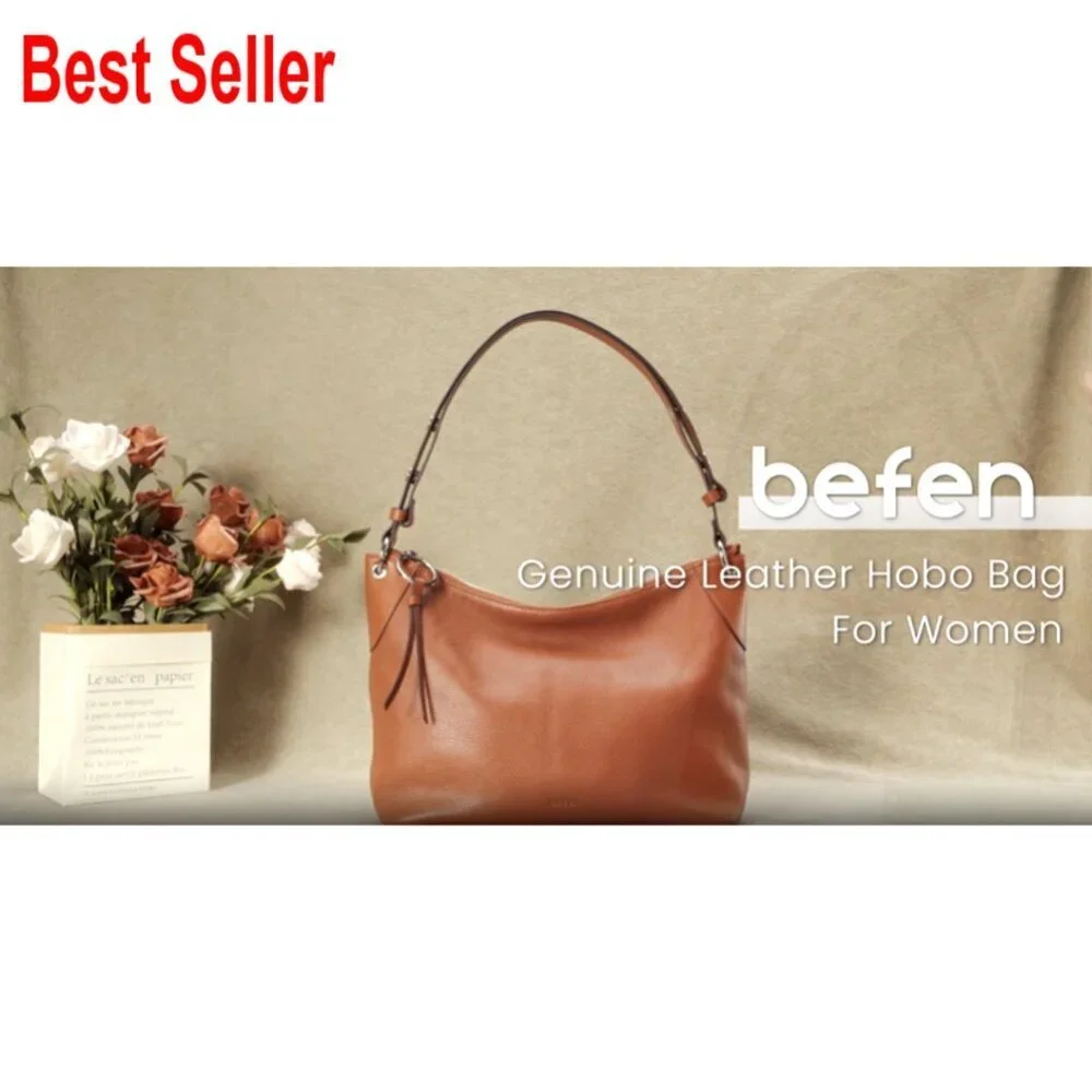 Genuine Leather Hobo Bag Crossbody Purse with Adjustable Strap